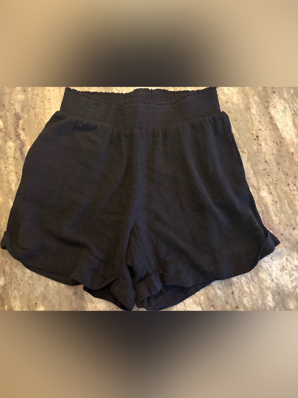 Three Dots Black Linen High-Waist Relaxed Shorts